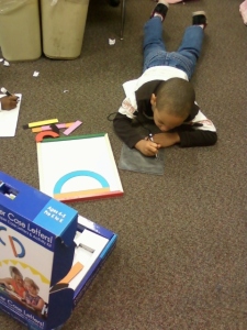 Student using Fundanoodle by Carolina Pad I Can Build Uppercase LEtters kit